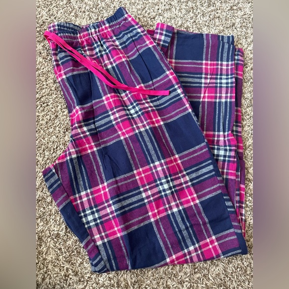 New Women's Sonoma Flannel PJ Set in Pink & Navy Plaid 100%Cotton - Picture 4 of 5